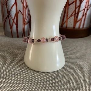Handmade Pink & Purple Glass Stretch Bracelet